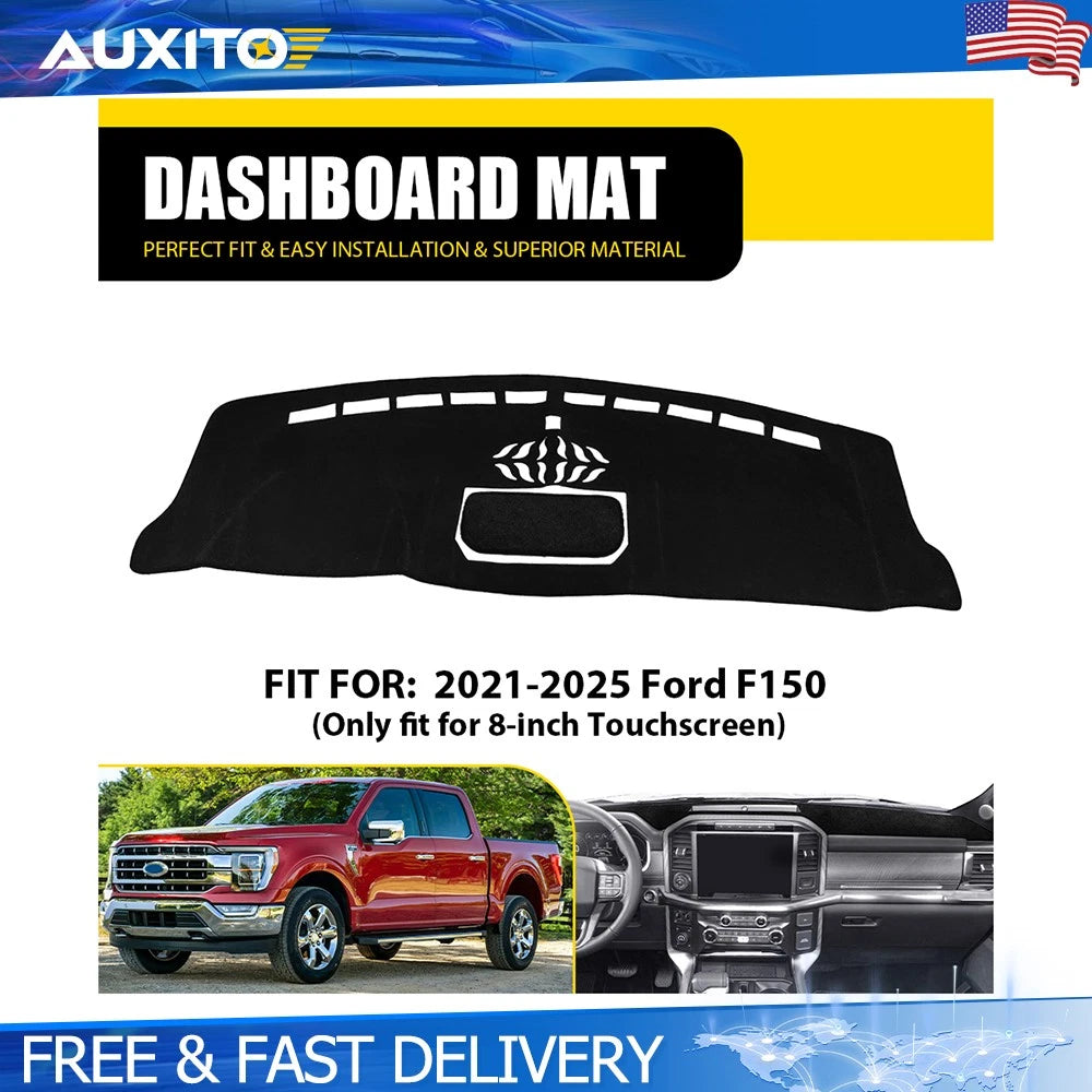 Dashboard Cover for Ford F150 (2021–2025) Black Dash Mat