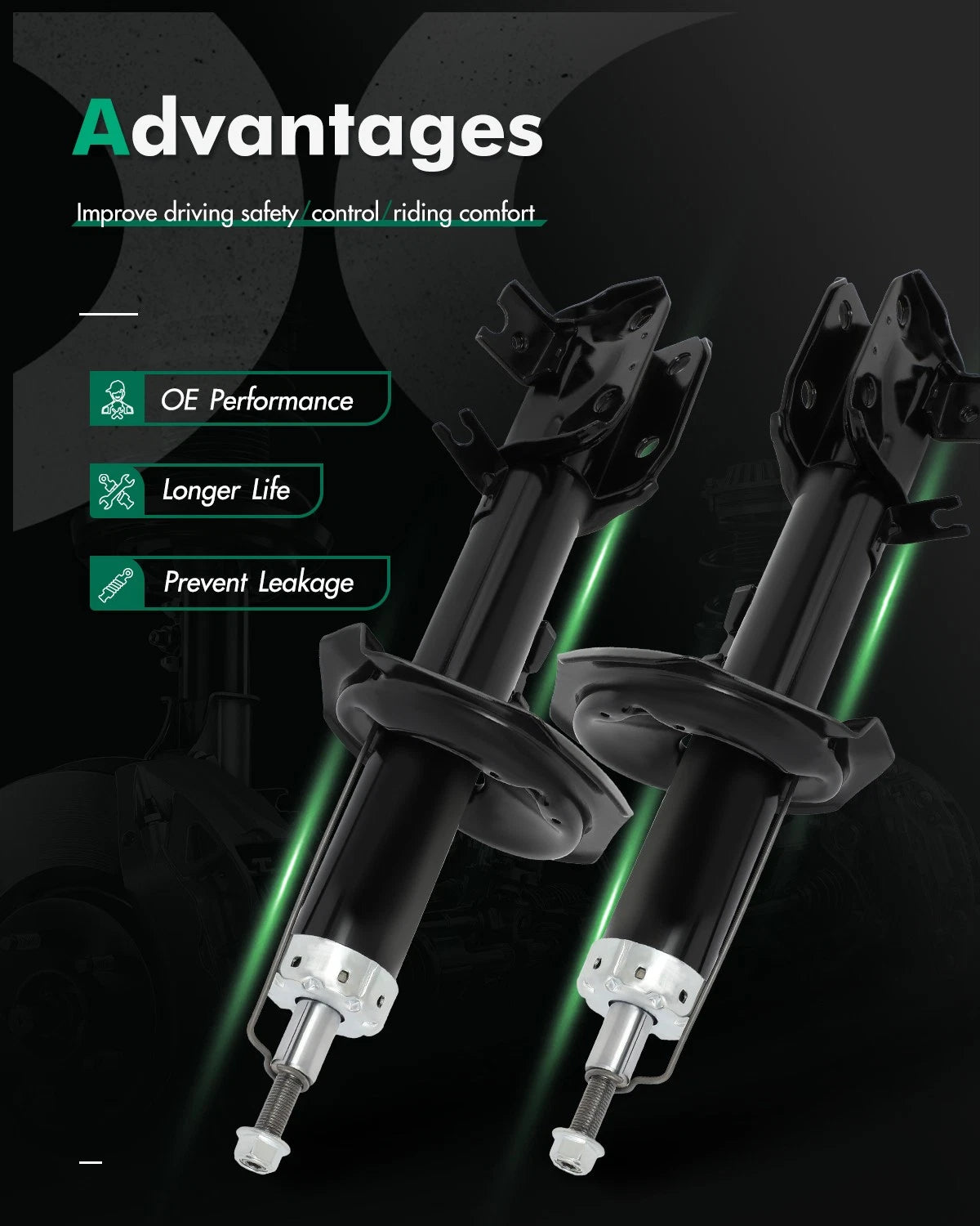 Front Pair Gas Suspension Struts Shocks for Suzuki SX4 (2007–2013)