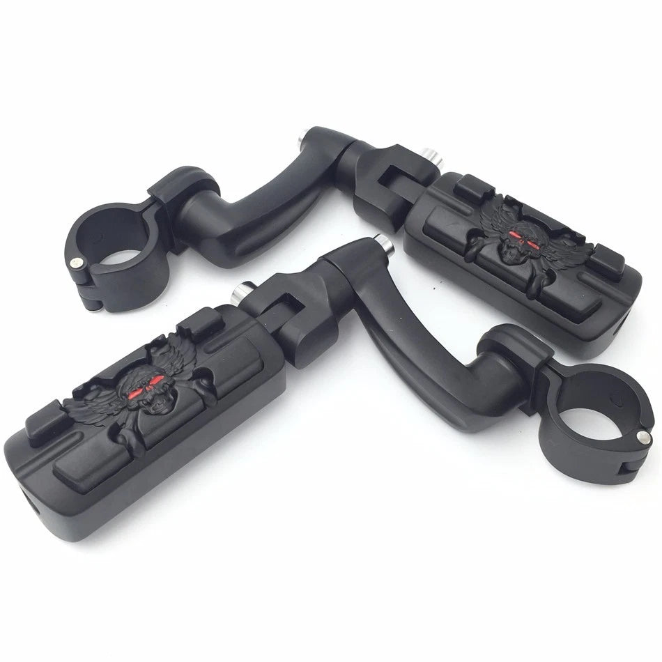 1" Black Wing Zombie Sull Foot Peg for Harley Davidson Sportster 883 1200