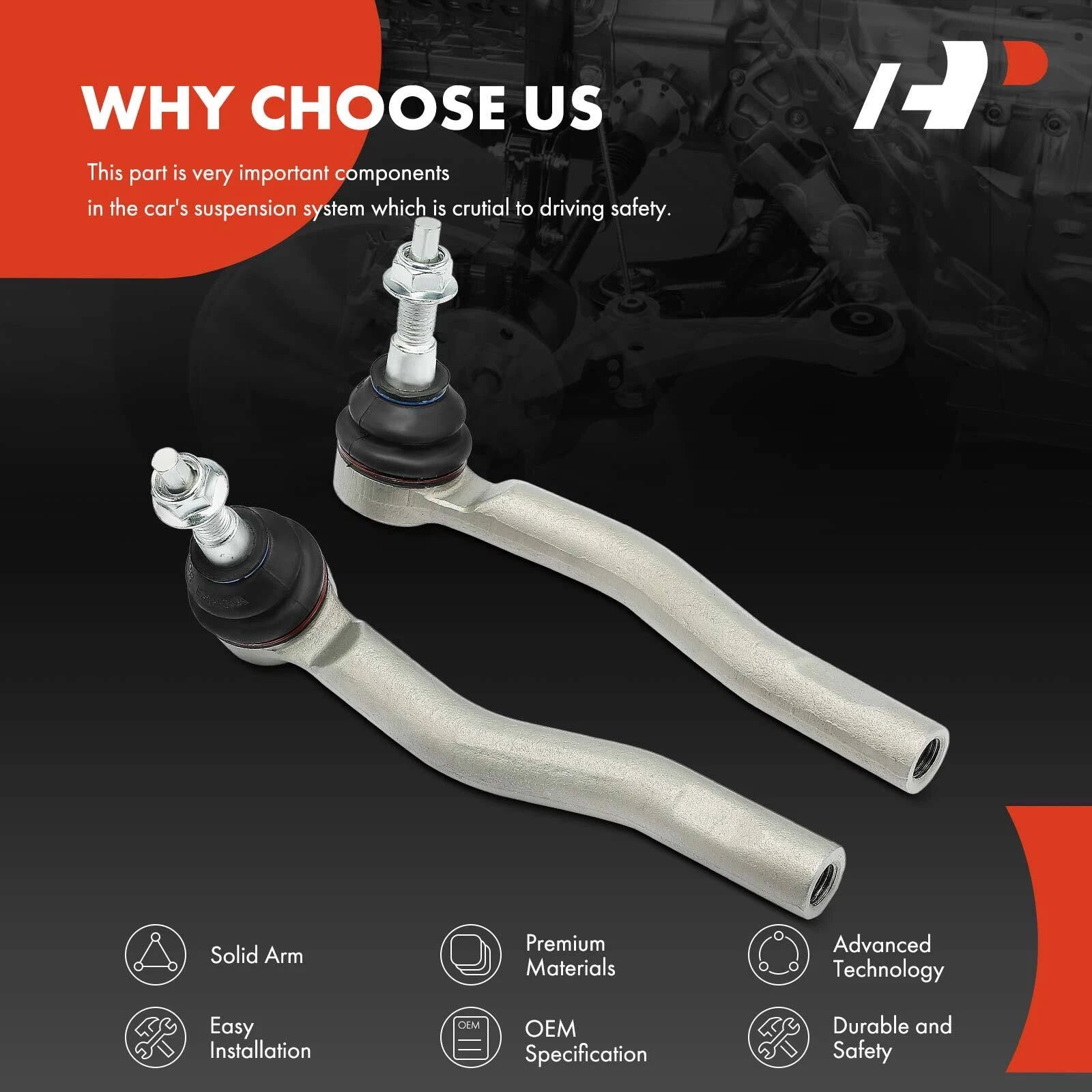 2X Front Outer Side Tie Rod End for Ford Bronco (2021-2023)