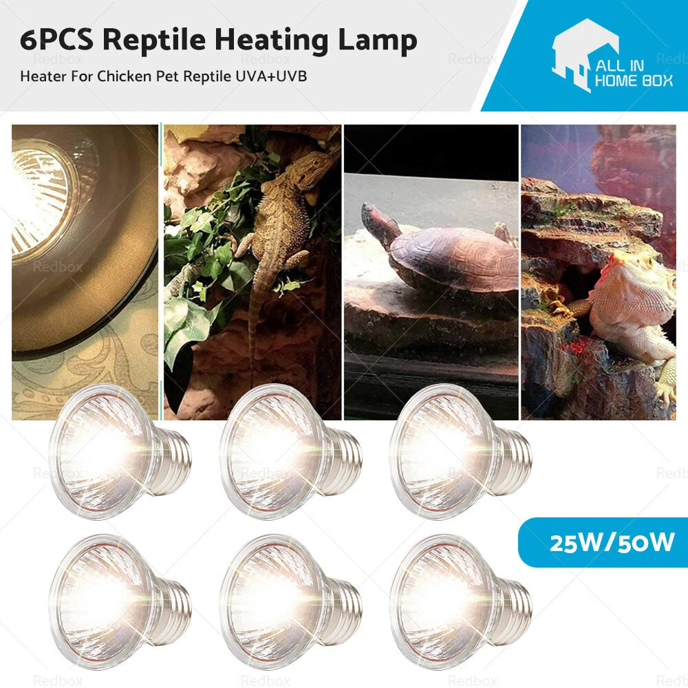 6X UVA UVB Heat Emitter Lamp Bulb for Reptiles and Pets