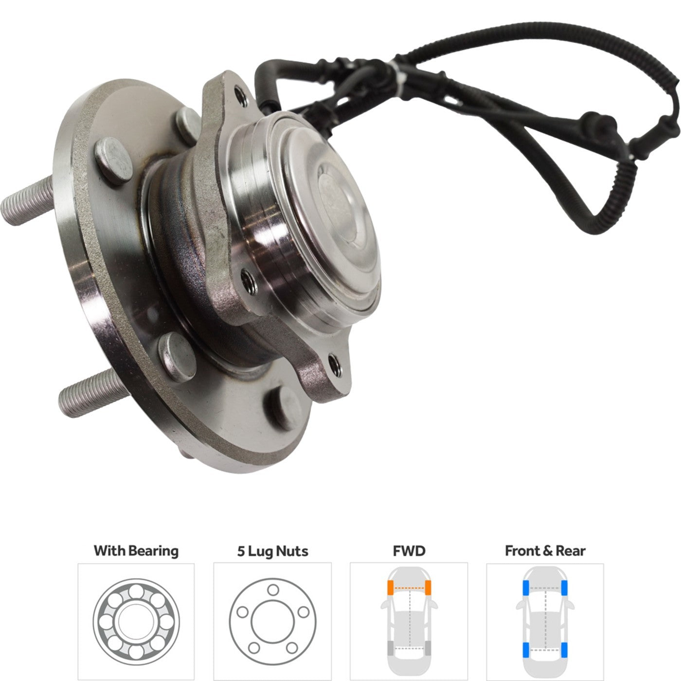 Wheel Hubs for Dodge Grand Caravan (2012–2020) Front Rear with Bearing & Sensor