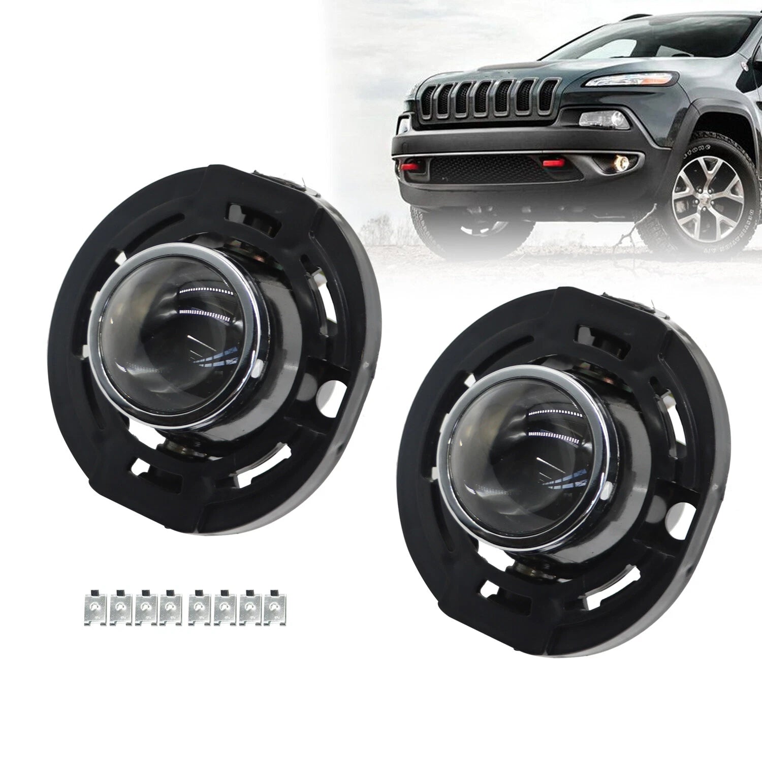 Fog Lights for Jeep Grand Cherokee (2014–2021) LH+RH, Clear Front Bumper