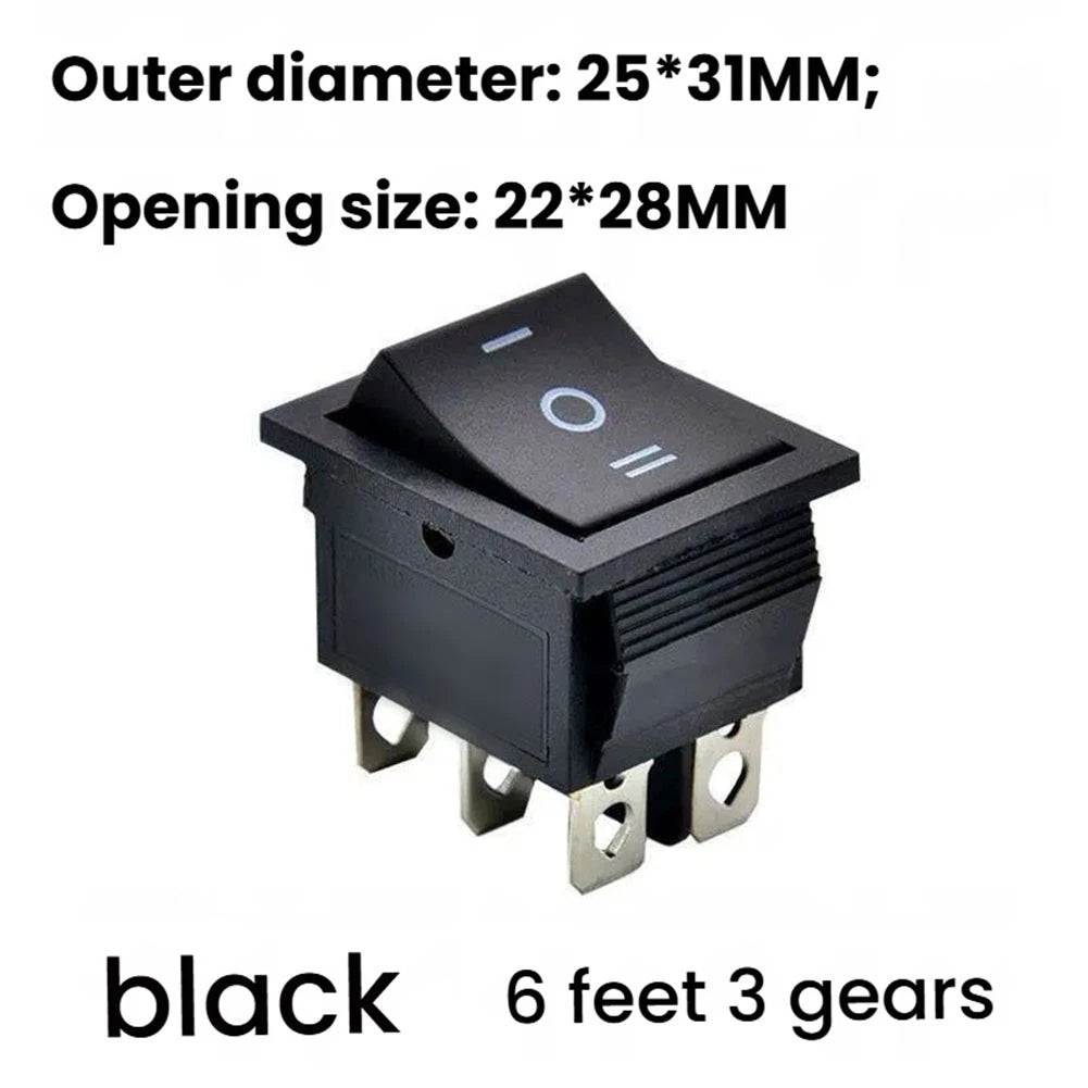 KCD4 3-Position 6-Pin Rocker Switch for Boat Systems (Black)
