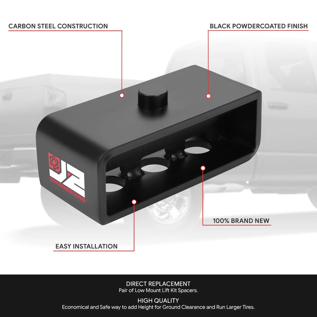 2 Leaf Spring Leveling Lift Blocks for Dodge Ram 1500 2500 3500 (2003–2013)