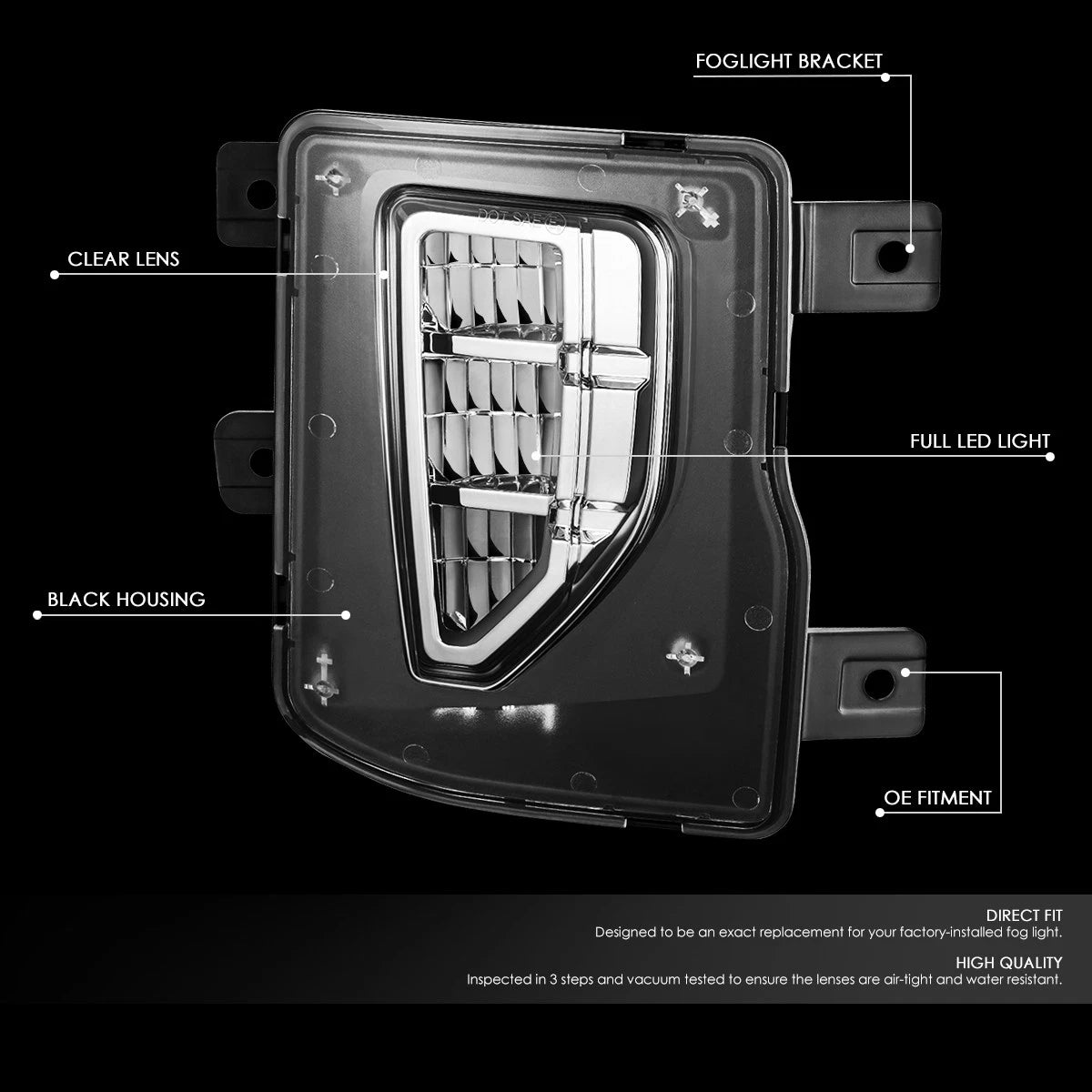 Full LED Fog Lights for Chevy Silverado 1500 (2016–2019) w/Wiring Harness+Switch