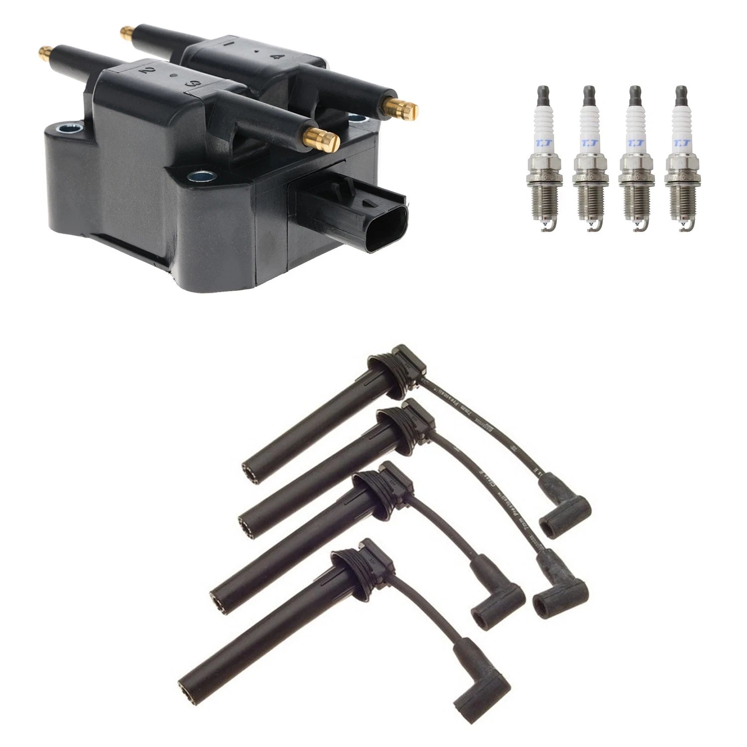 Set of 4 Hitachi Ignition Coils & Denso Platinum TT Spark Plugs for Neon (L4)