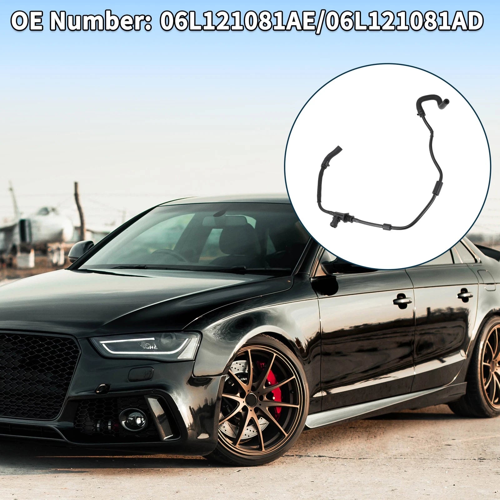 Radiator Hose Coolant Pipe for Audi A4 (2019) No. 06L121081AE, Plastic Black