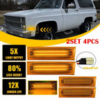 Set of 4 Front Signal Side Marker Lights Amber for GMC Chevy Pickup (1981–1991)