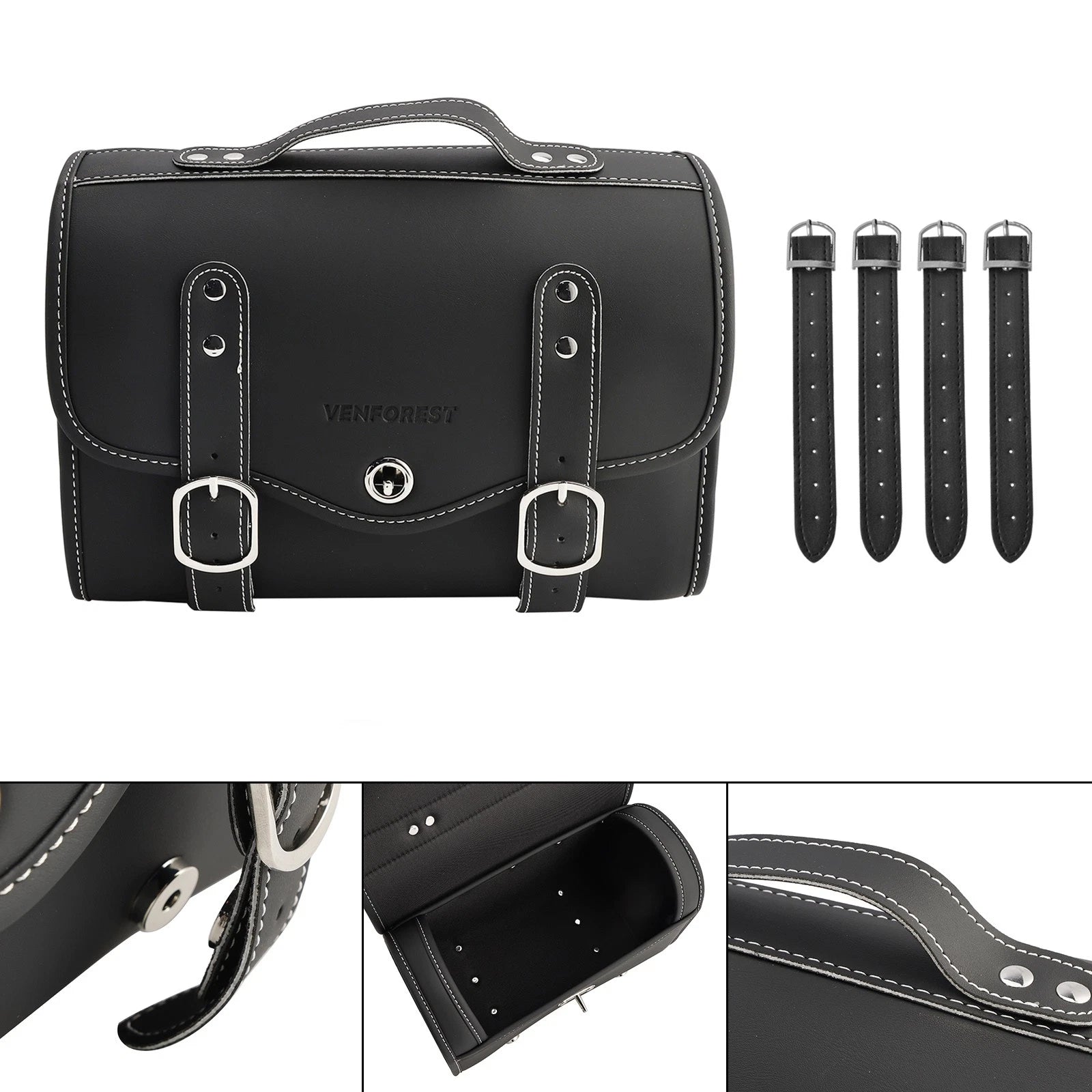 Saddlebag Side Storage Tail Bag for Motorcycle (Universal, Black)