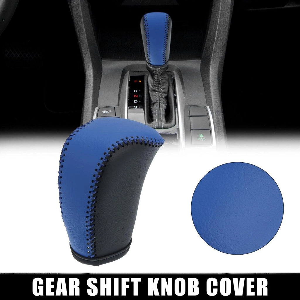 Gear Shift Knob Cover for Honda Civic (2016–2021) - Black Blue Faux Leather