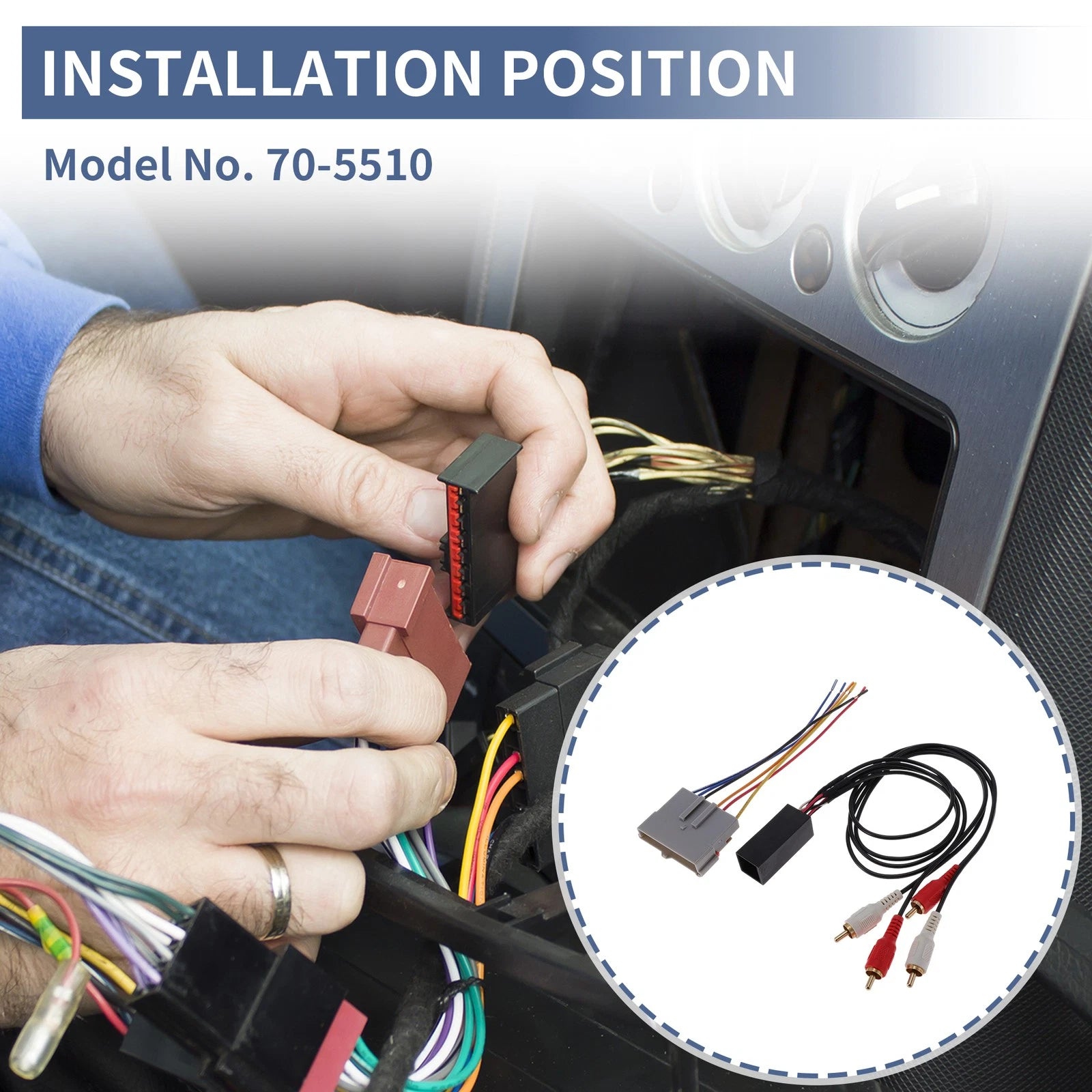 Set of 2 Car Stereo CD Player Wiring Harness 70-5510 for Ford Bronco (full size)