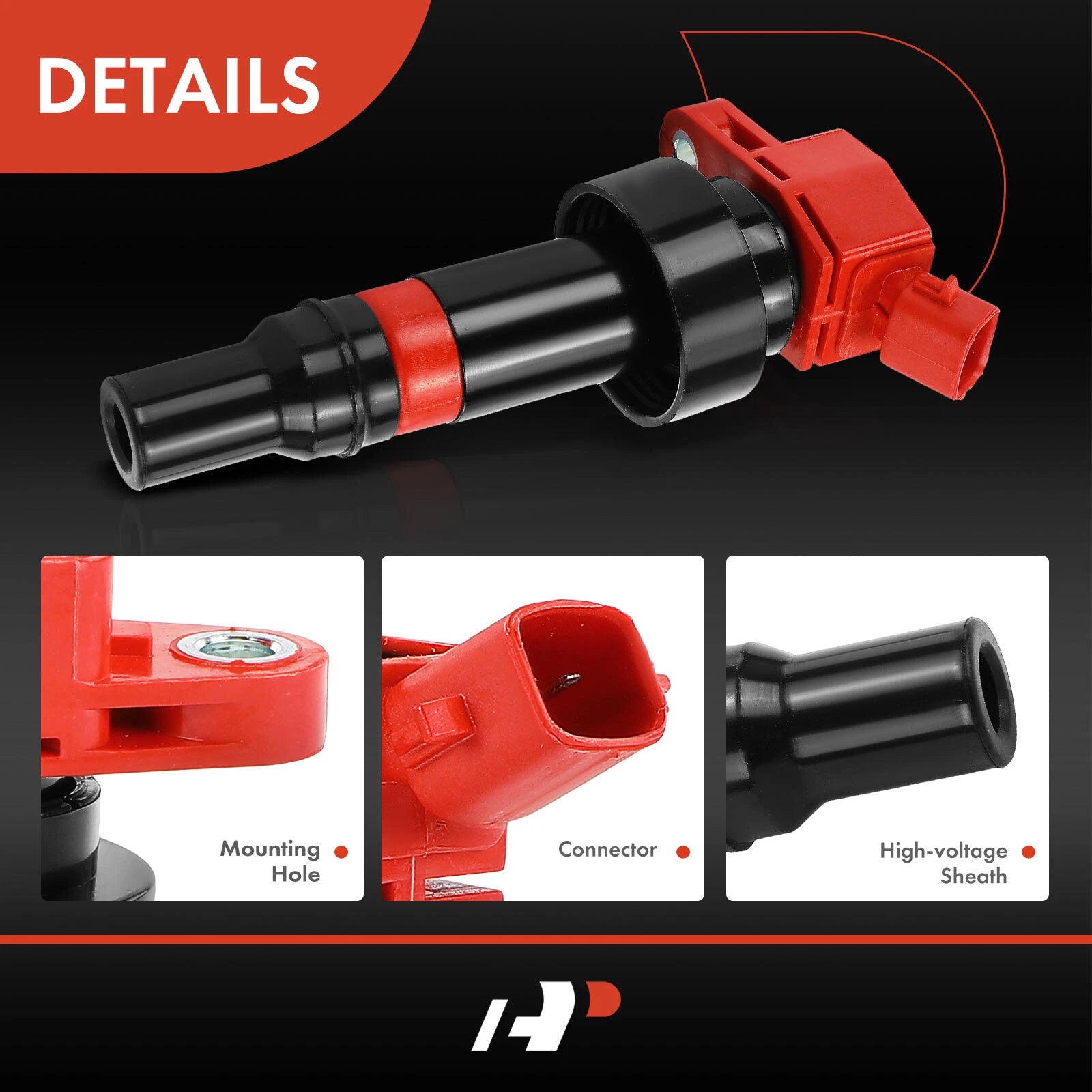Set of 4 Red Ignition Coils for Kia Soul Rio (2012–2019) Hyundai Accent Veloster