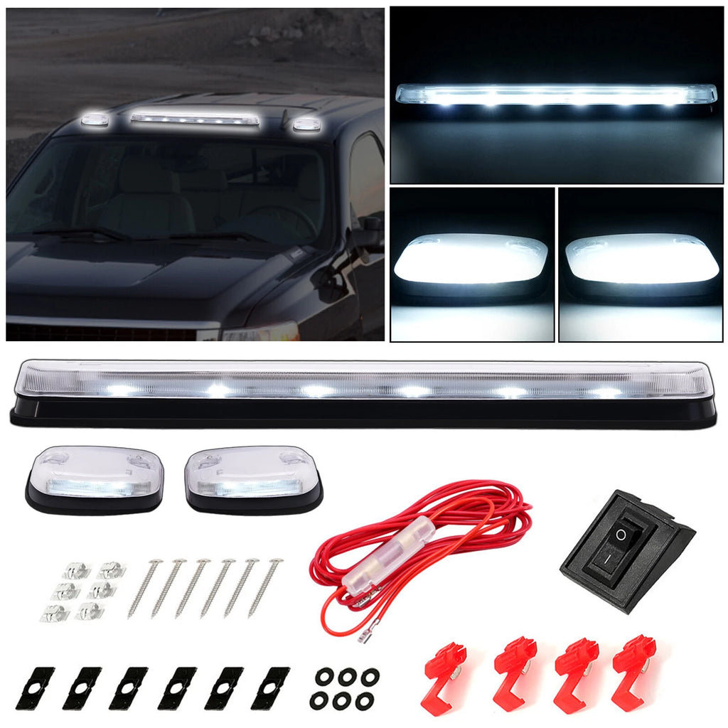 3Pcs White LED Cab Roof Marker Lights for Chevrolet Silverado 2500 3500