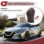 1 Pc Gear Shift Knob Cover for Nissan Maxima (2016–2023) Black Brown Faux Leather
