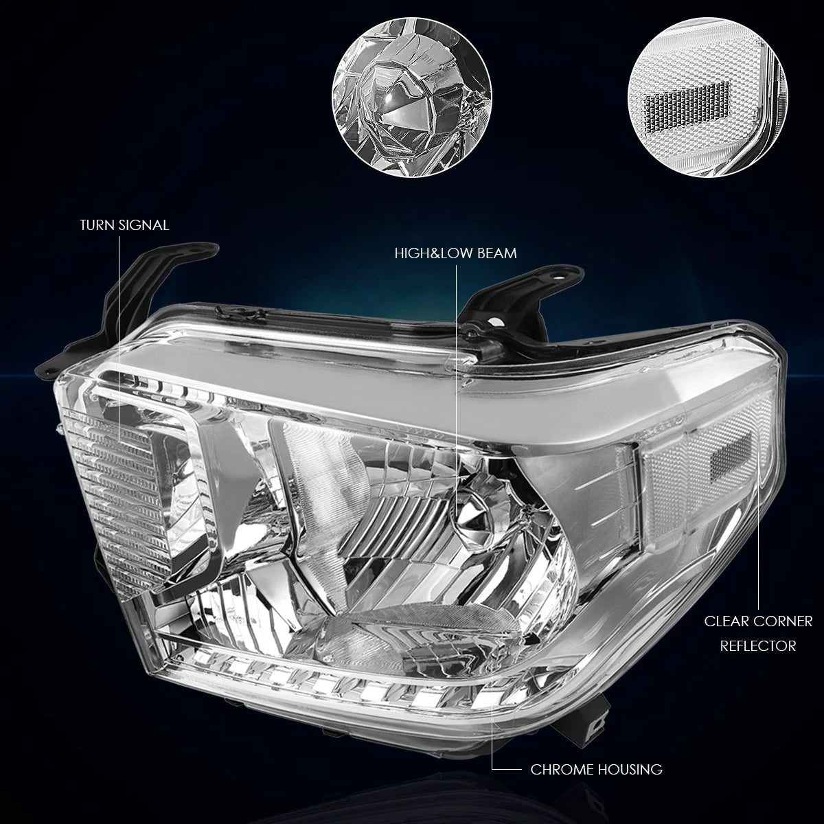 Headlight for Tundra Pickup (2014–2021) OE Replacement Chrome Housing