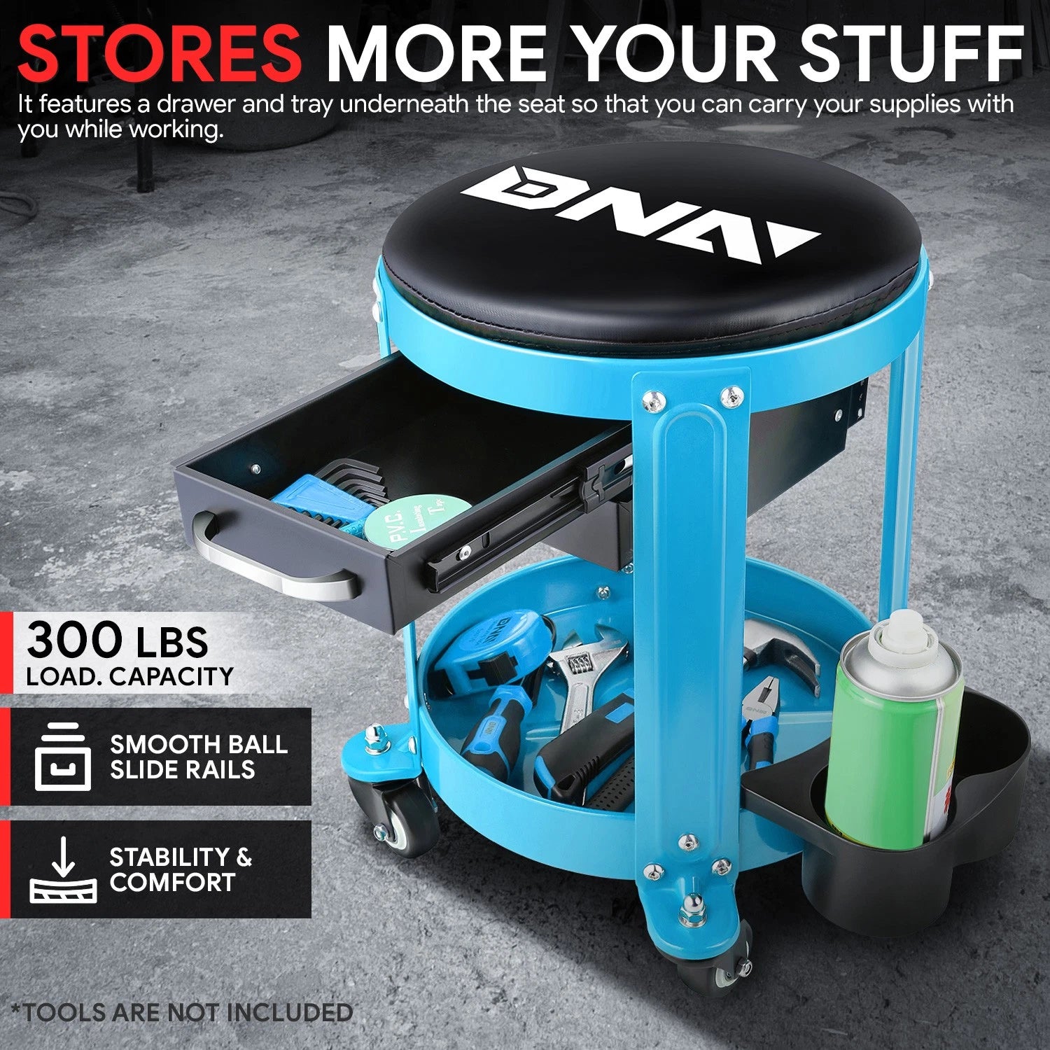 300LBS Round Roller Foam-Padded Creeper Stool for Garage Workshop