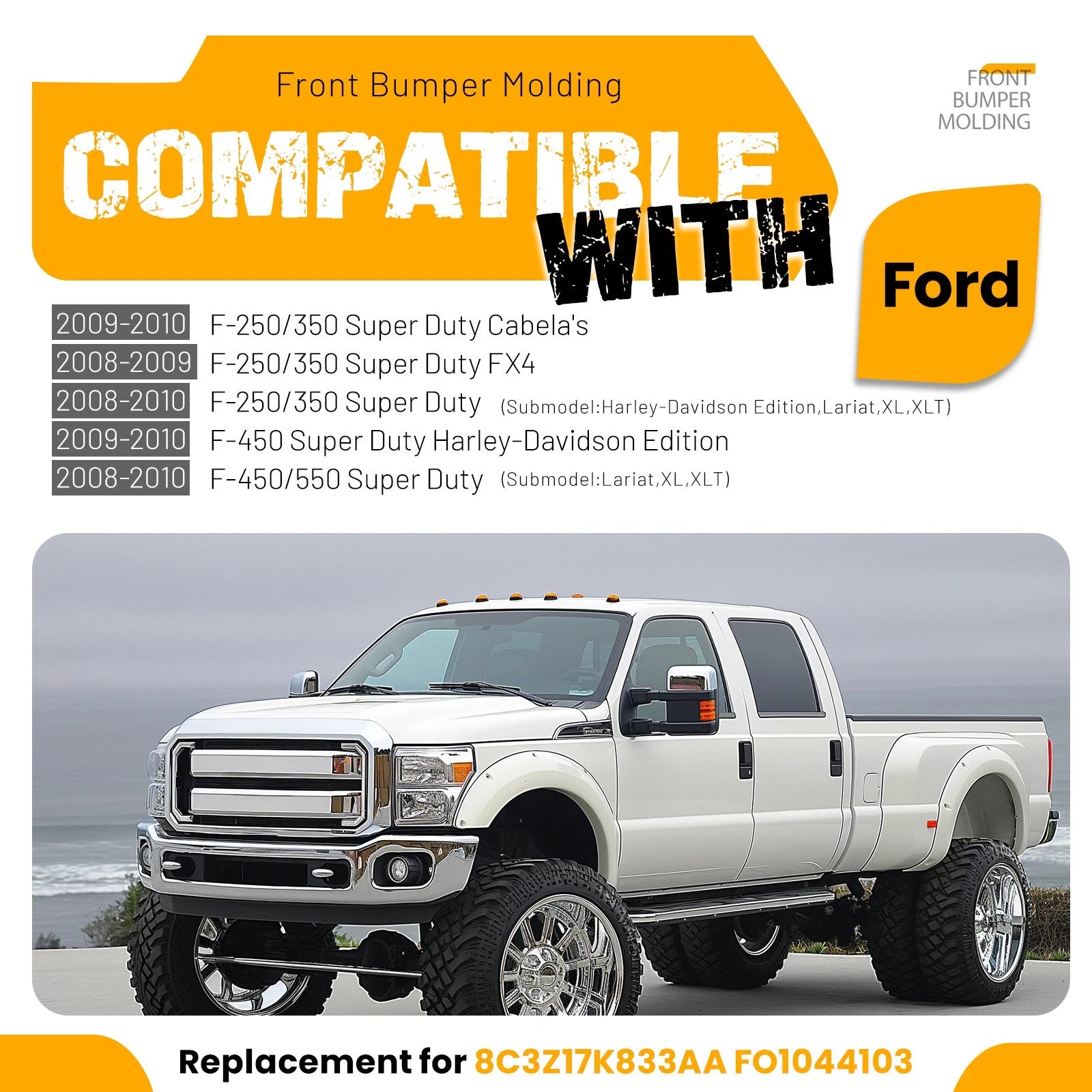 Front Bumper Trim for Ford F-250 F-350 F-450 F-550 Super Duty (2008–2010)