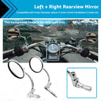 Chrome Round Rearview Bar End Mirror for Motorcycle Chopper Racer