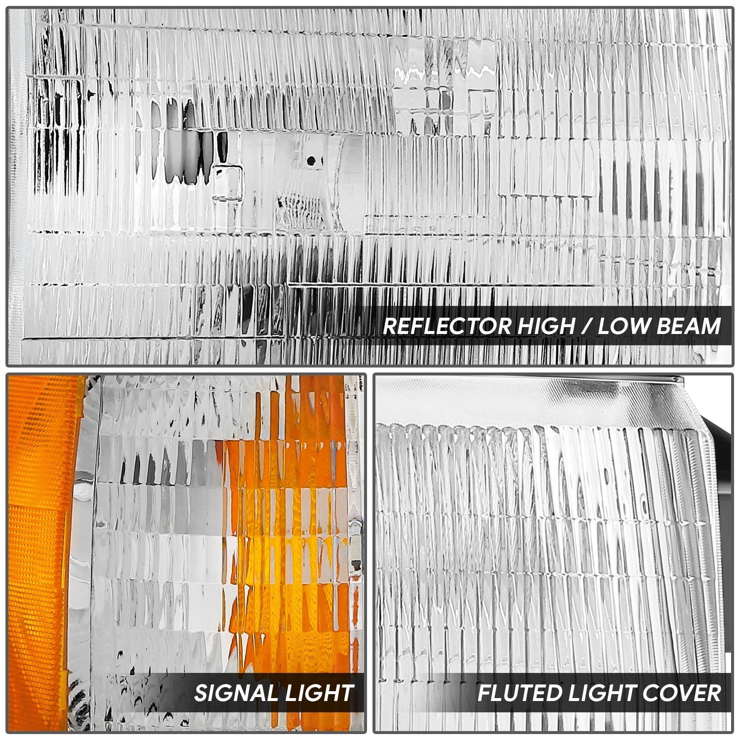 Clear Lens Amber Corner Right Headlight for Ford Bronco F-150-350 (1987–1991)