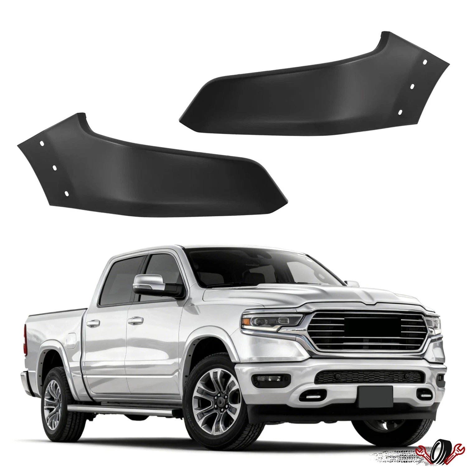 Set of 2 Front Bumper End Filler Panels for Dodge Ram 1500 (2019–2024)