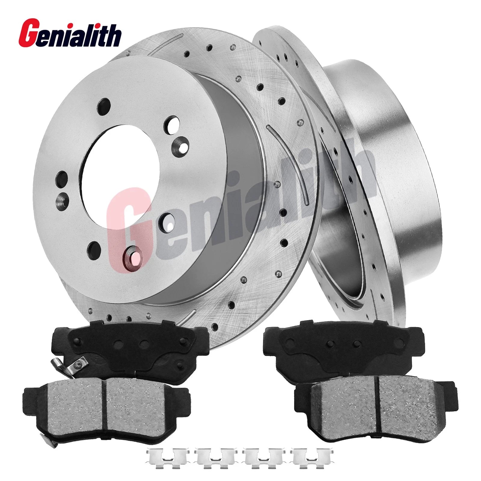 Set of 2 Rear Disc Rotors Brake Pads for Hyundai Elantra (2007–2009)