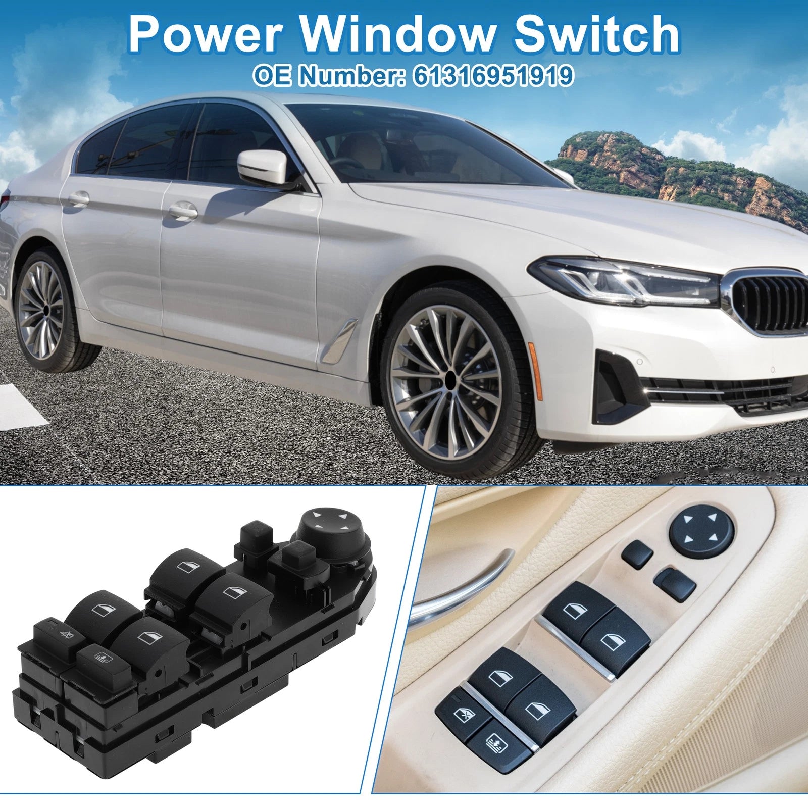 Power Window Switch for BMW 525i (2004–2005) No. 61316951919