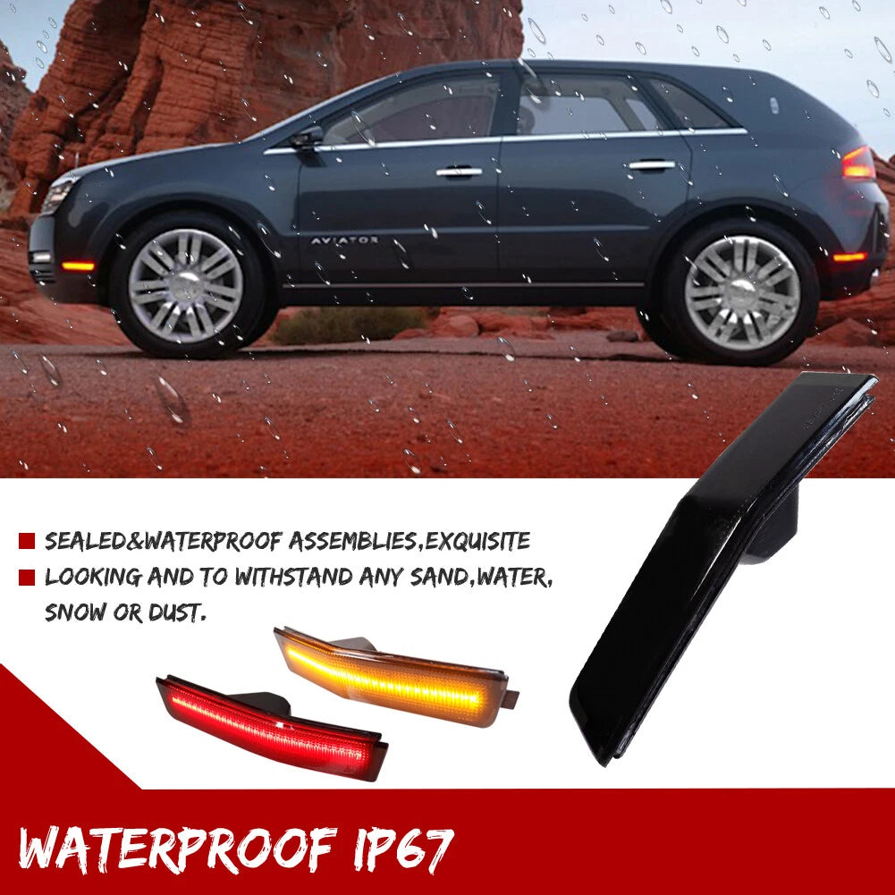 Set of 4 Smoked LED Side Marker Lights for Lincoln MKX (2007–2010)