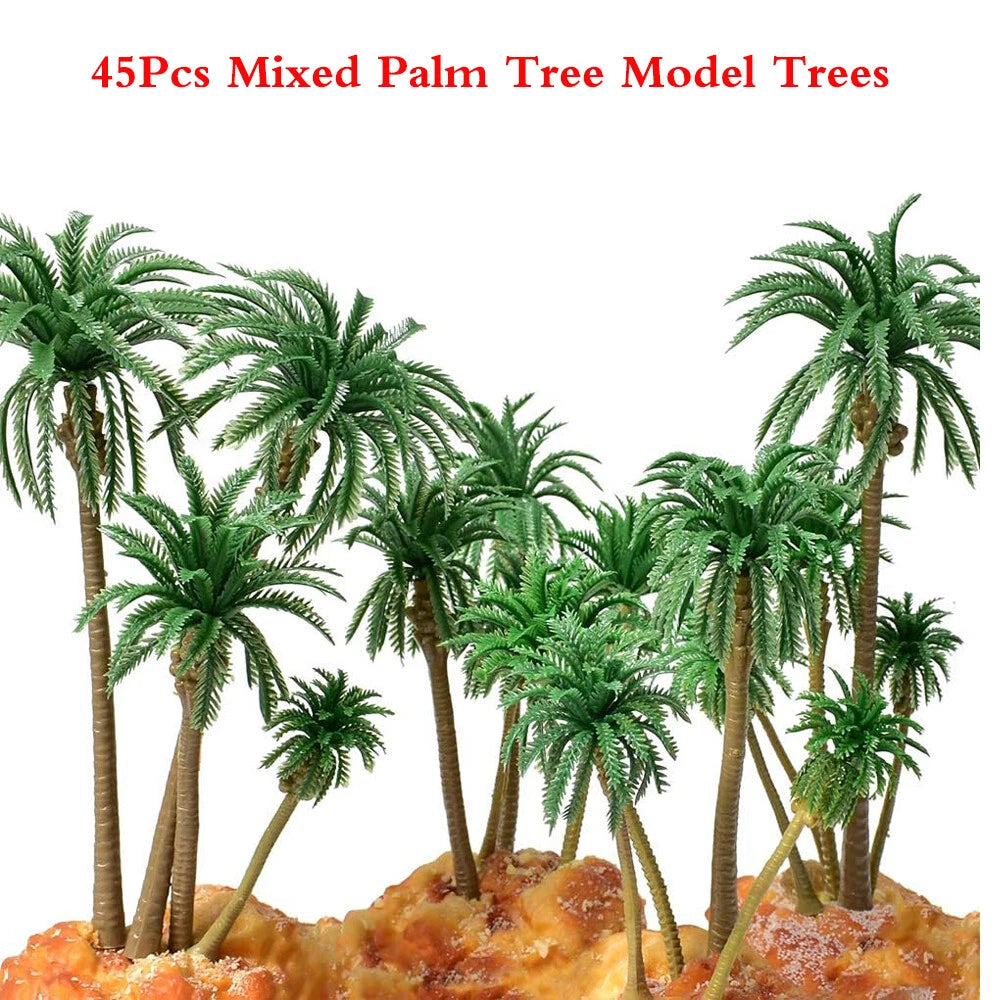 45pcs Coconut Palm Trees for HO N Scale Train Railroad Diorama
