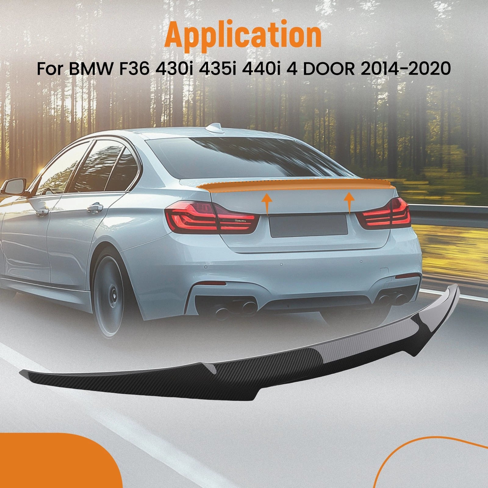 Carbon Fiber Rear Spoiler for BMW F36 430i 435i 440i (2014–2020)