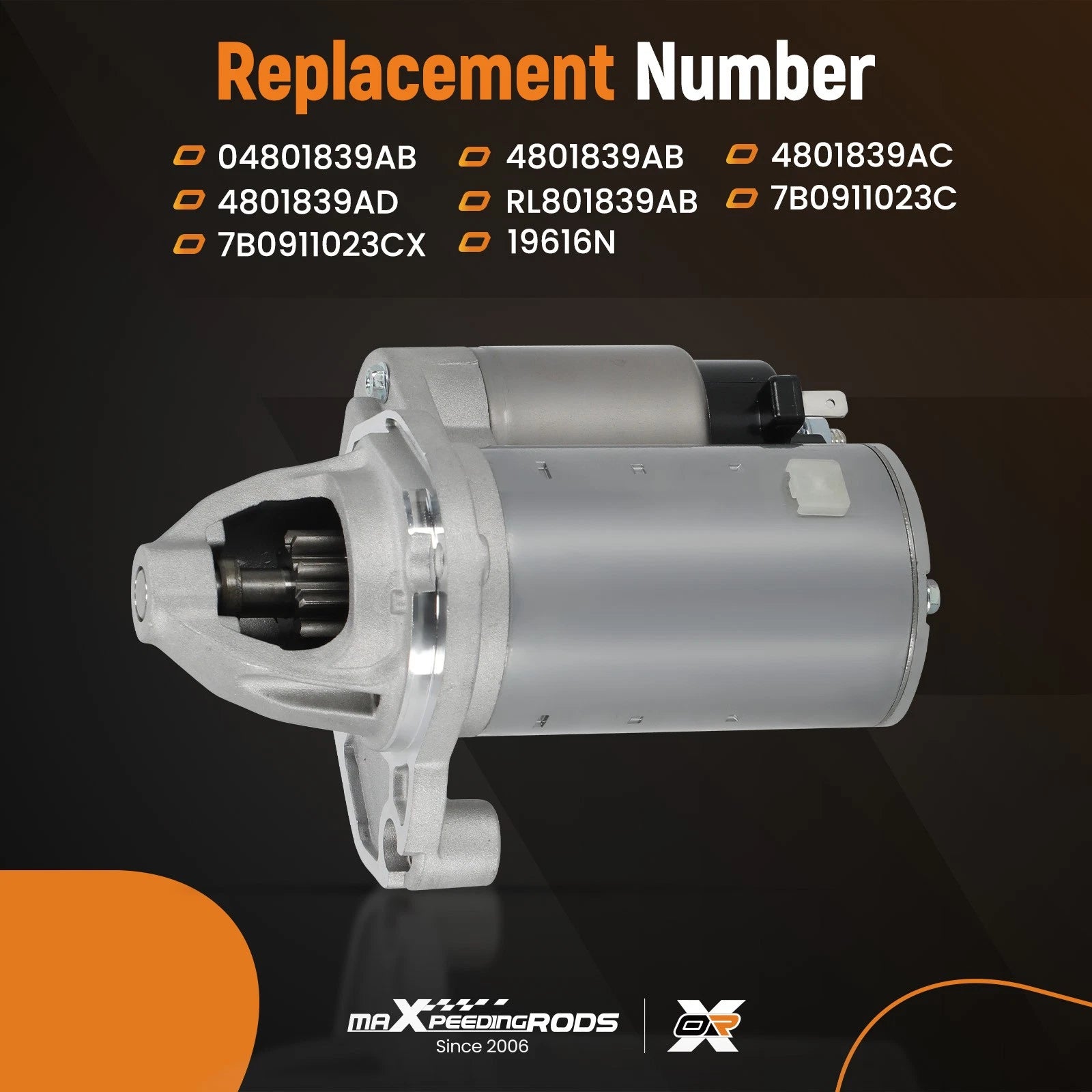 Starter for Dodge Avenger, Grand Caravan, Journey V6 3.6L (2011–2016)