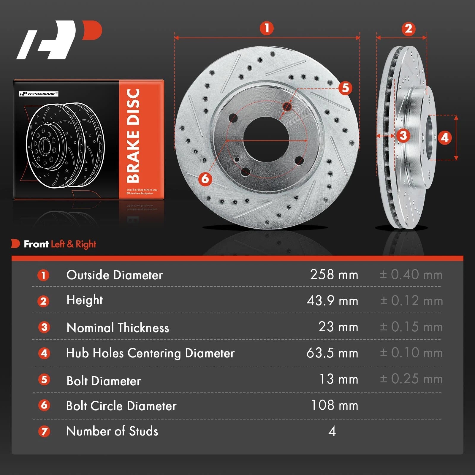 Front Side Drilled Brake Rotors for Ford Fiesta (2011–2019)