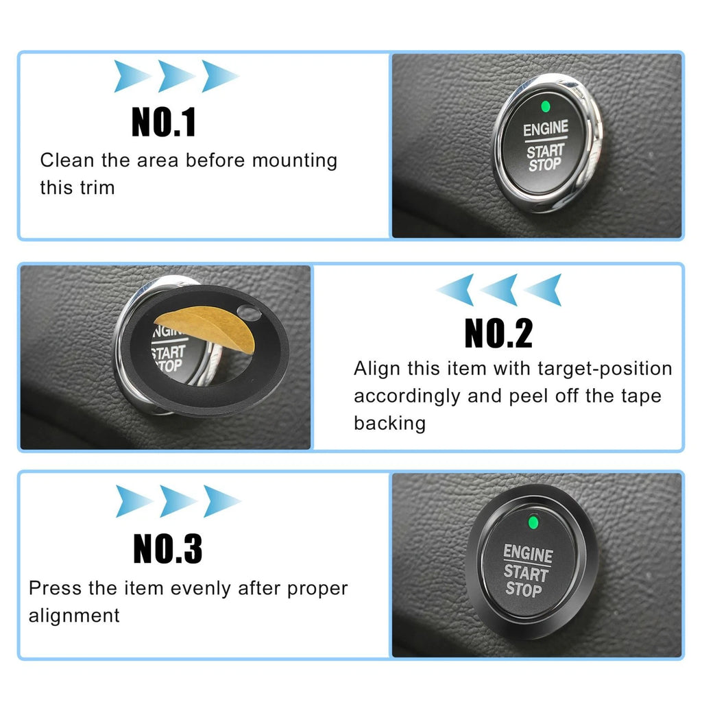 Start Stop Button Cover Sticker Kit for Ford F-150 (2016–2021) Black