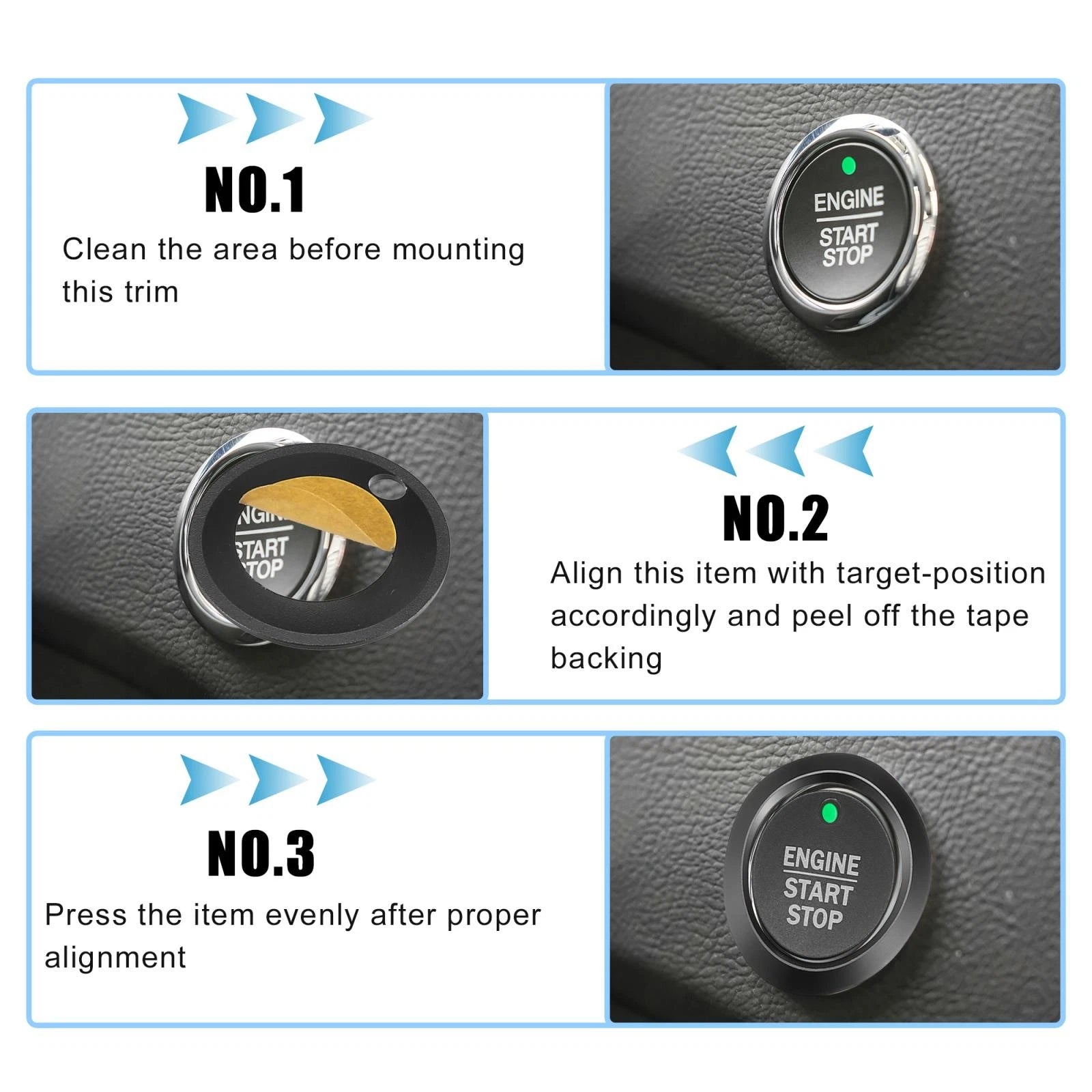 Start Stop Button Cover Sticker Kit for Ford F-150 (2016–2021) Black