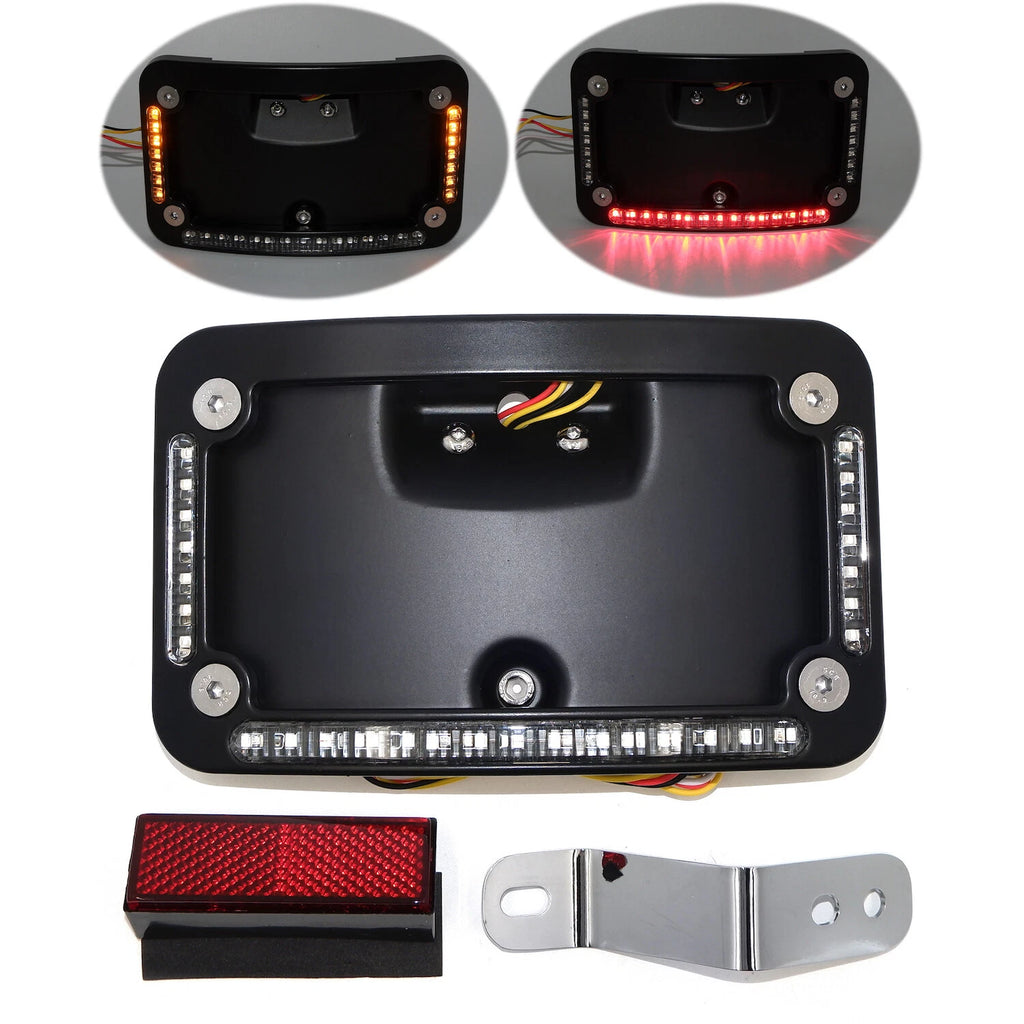 Black License Plate Frame Bracket w/ LED for Harley FLSTN (2005–2020)