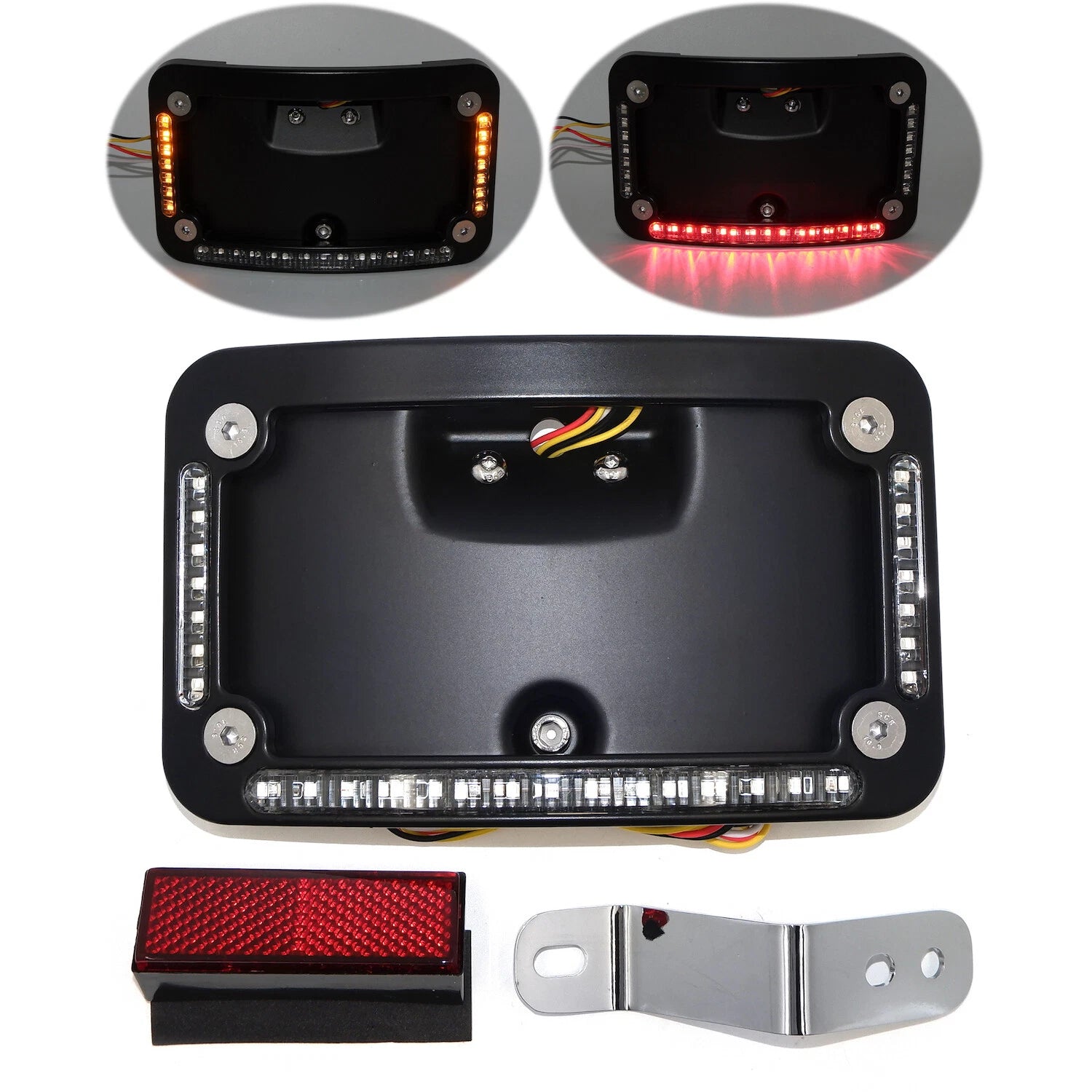 Black License Plate Frame Bracket w/ LED for Harley FLSTN (2005–2020)
