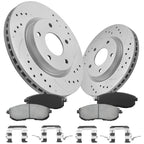 Set of 2 Front Disc Rotors and Ceramic Brake Pads for Nissan Sentra (2013–2019)