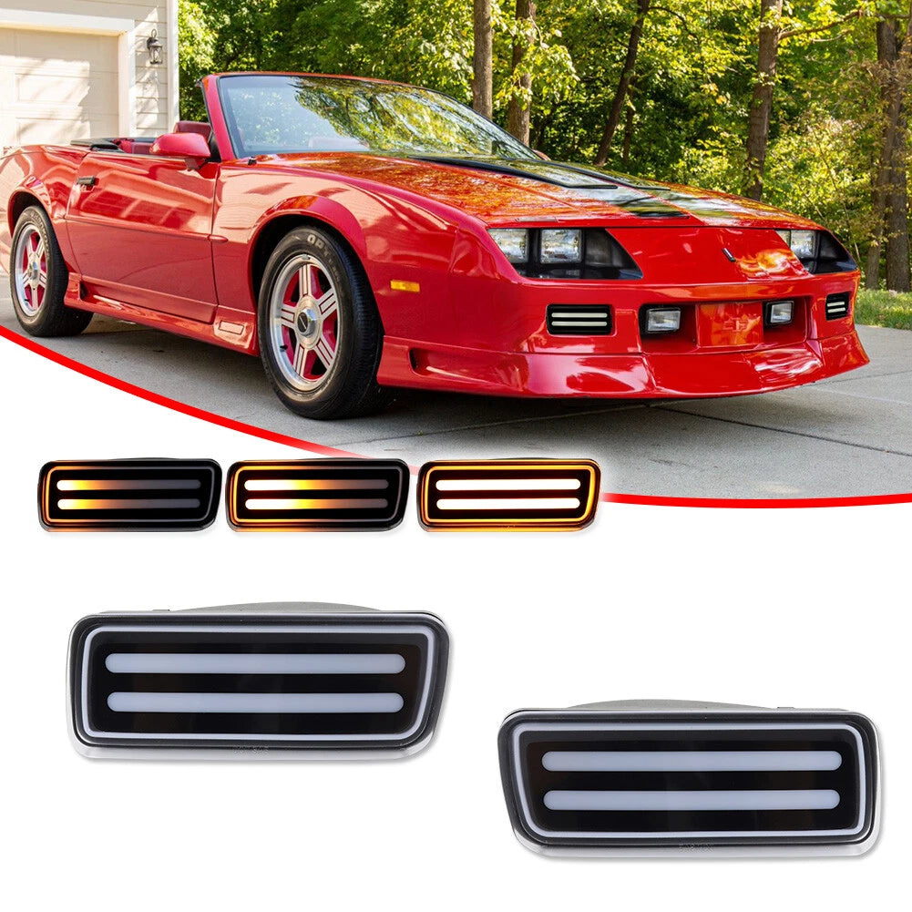 2PC Switchback LED Front Turn Signal Light for Chevy Camaro (1985–1992)