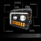 LED DRL Sequential Turn Signal Headlights for Kenworth W990 (2019–2022)