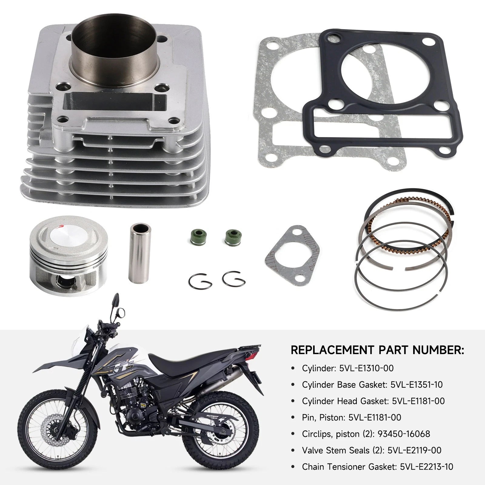 150cc Cylinder Piston Top End Kit 57mm for Yamaha YFM125 Raptor 125 (2011–2013)