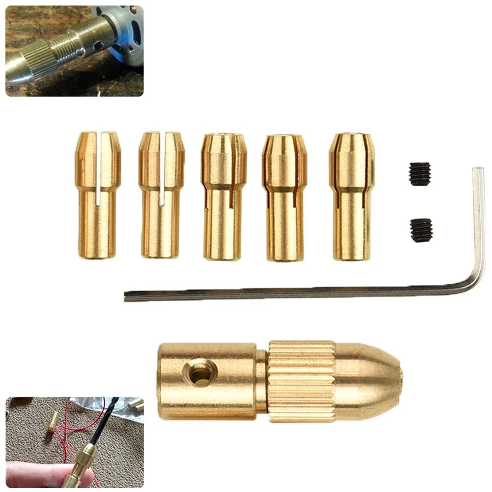 Set of 7 Copper Drill Chuck Fixture Clamps for Electric Motor Shafts