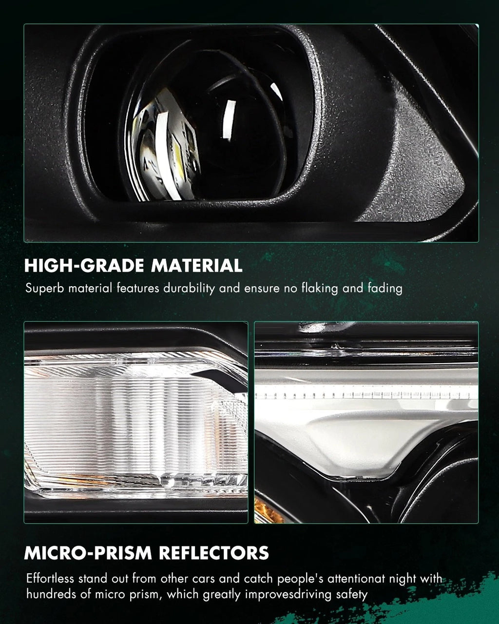 Black LED Headlight Assembly Left Driver Side for Dodge Durango (2021–2024)