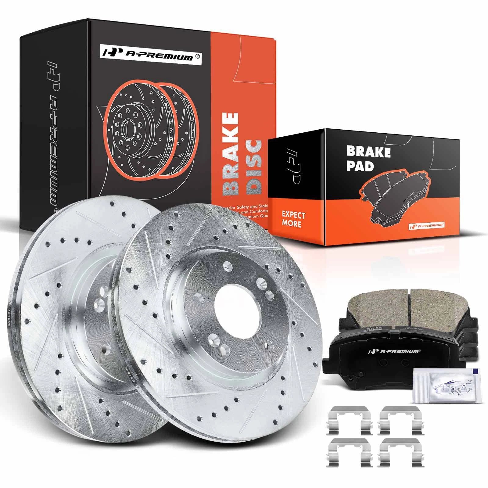 Set of 4 Drilled Brake Rotors & Ceramic Pads for Hyundai Santa Fe