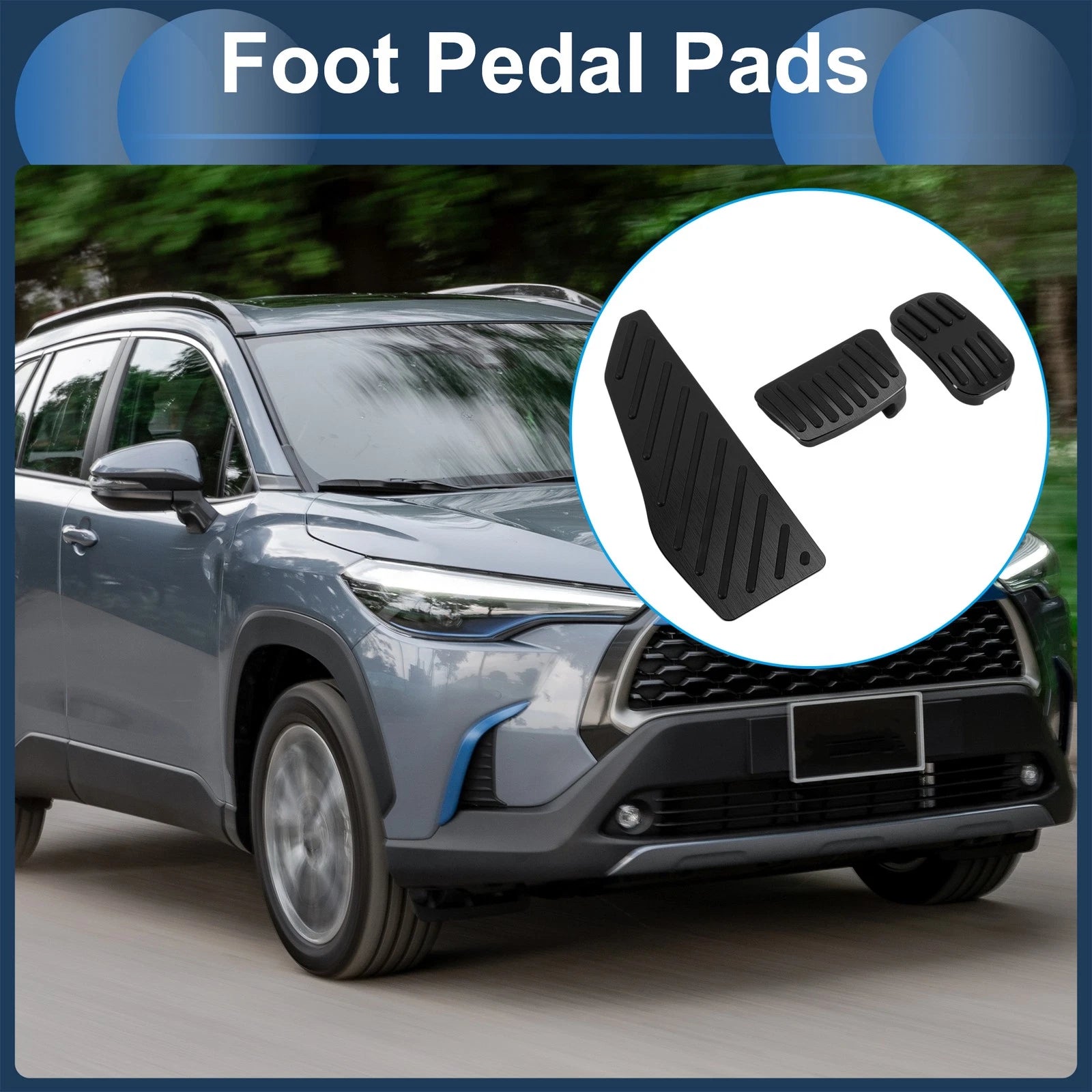 3 Pcs Accelerator Pedal Covers for Toyota Corolla Cross (2021–2023) Black