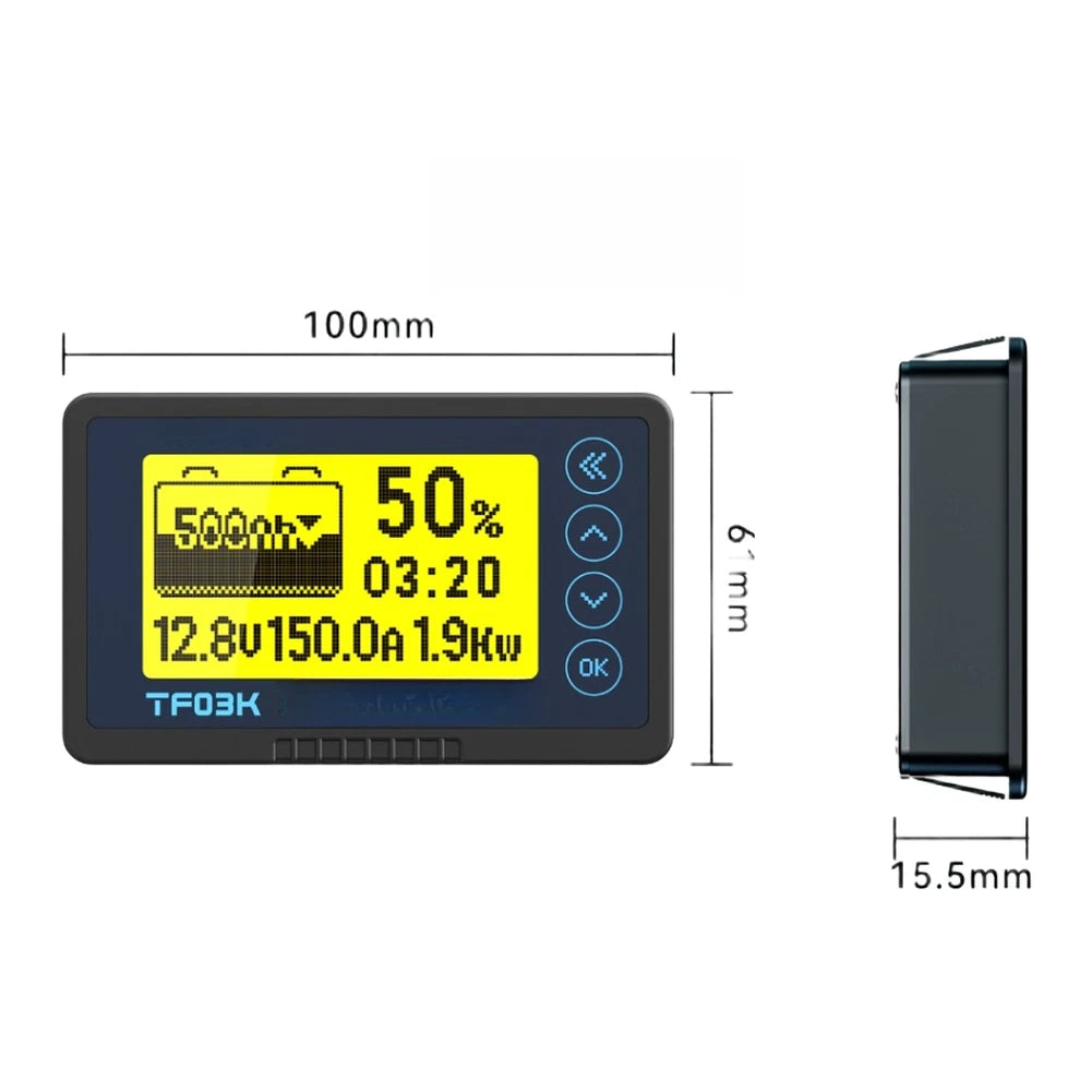 Battery Capacity Monitor for RV Marine Solar Systems (8V–120V)
