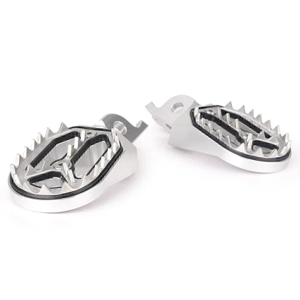 Silver Shark Teeth Racing Foot Pegs for Kawasaki KX250 KX450 (2008-2015)