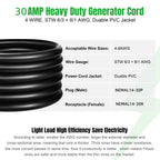 30 Amp RV Extension Cord with Inlet Box 20FT L14-30P to L14-30R