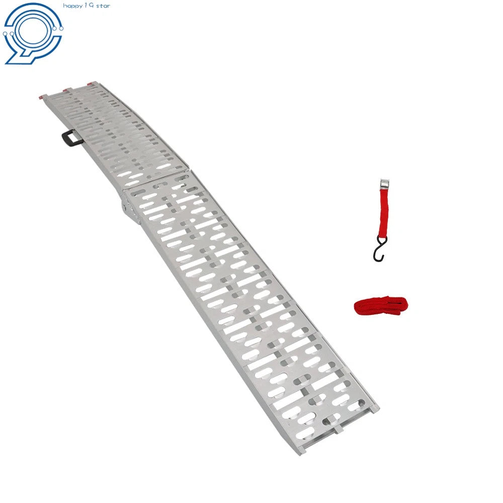 2X Aluminum Folding Arched Ramps for ATV UTV Motorcycle Lawn Mower (1500lbs)