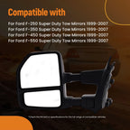 Side Mirror Pair for Ford F-250/F-550 Super Duty (1999–2007) Power Turn Signal