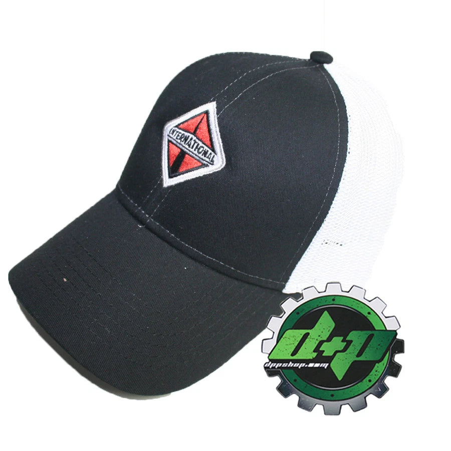 Black and White Mesh Back Hat for International Trucks (Diesel)